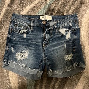 Ripped jean shorts